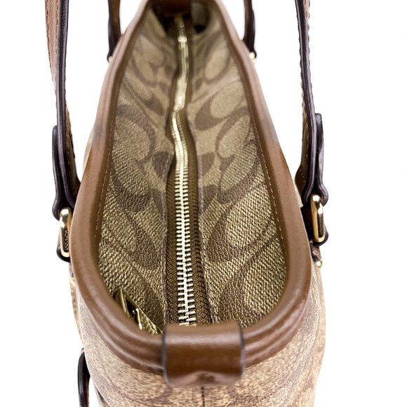 COACH Signature C Coated Canvas Brown Tote Shoulder Bag - J1723-F58294 - Picture 4 of 16